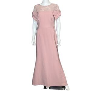 JS Collections Crew Neck Bow on Sleeve Zipper Back Stretch Crepe Dress Sz 8